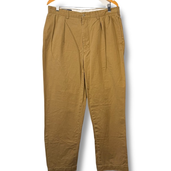 Polo Ralph Lauren Andrew Pant Men 36x30 Khaki Tan Pleated Vintage